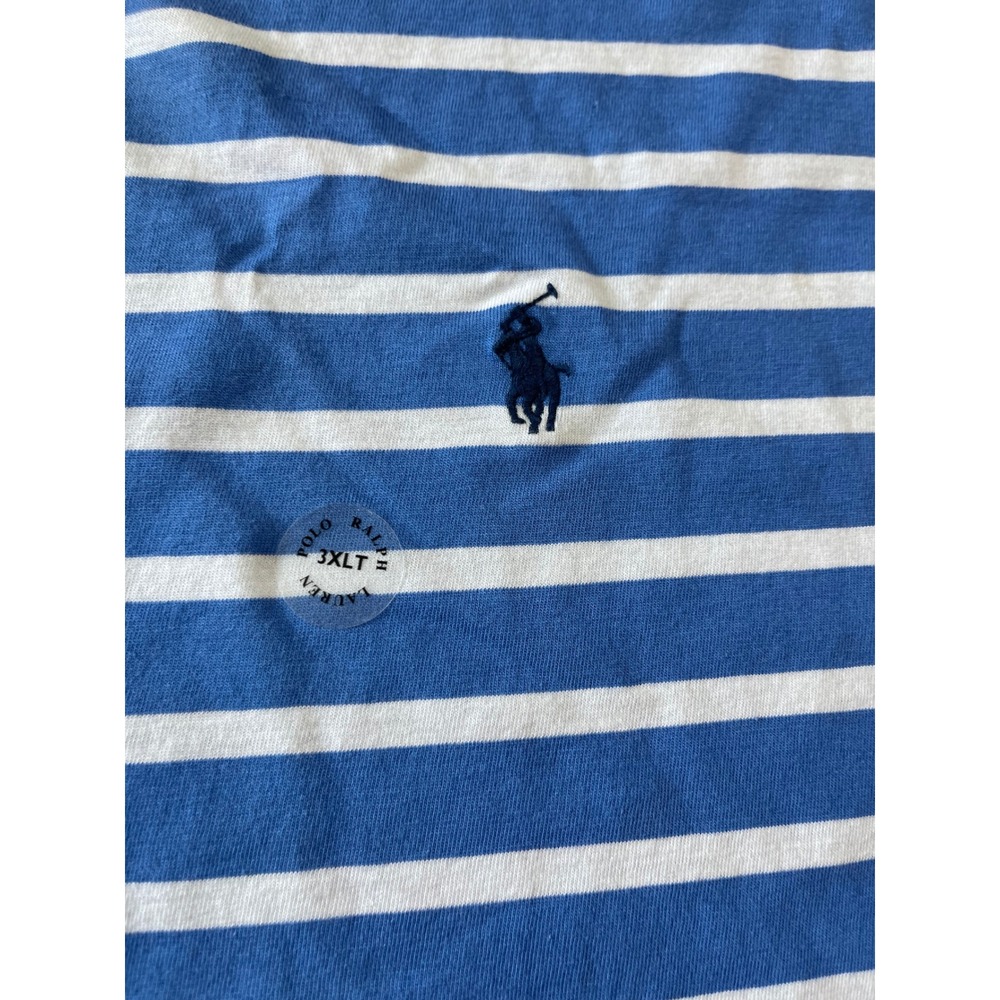NWT Polo Ralph Lauren Mens Striped Jersey T-Shirt Royal Blue White 3XLT - Picture 3 of 7